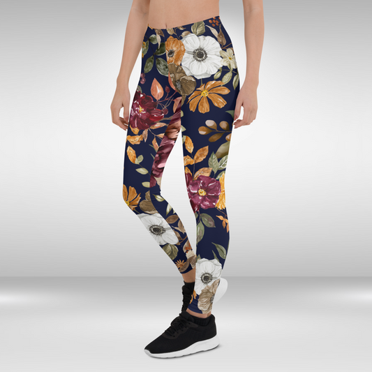 Women Gym Legging - Autumn Dry Flower Print