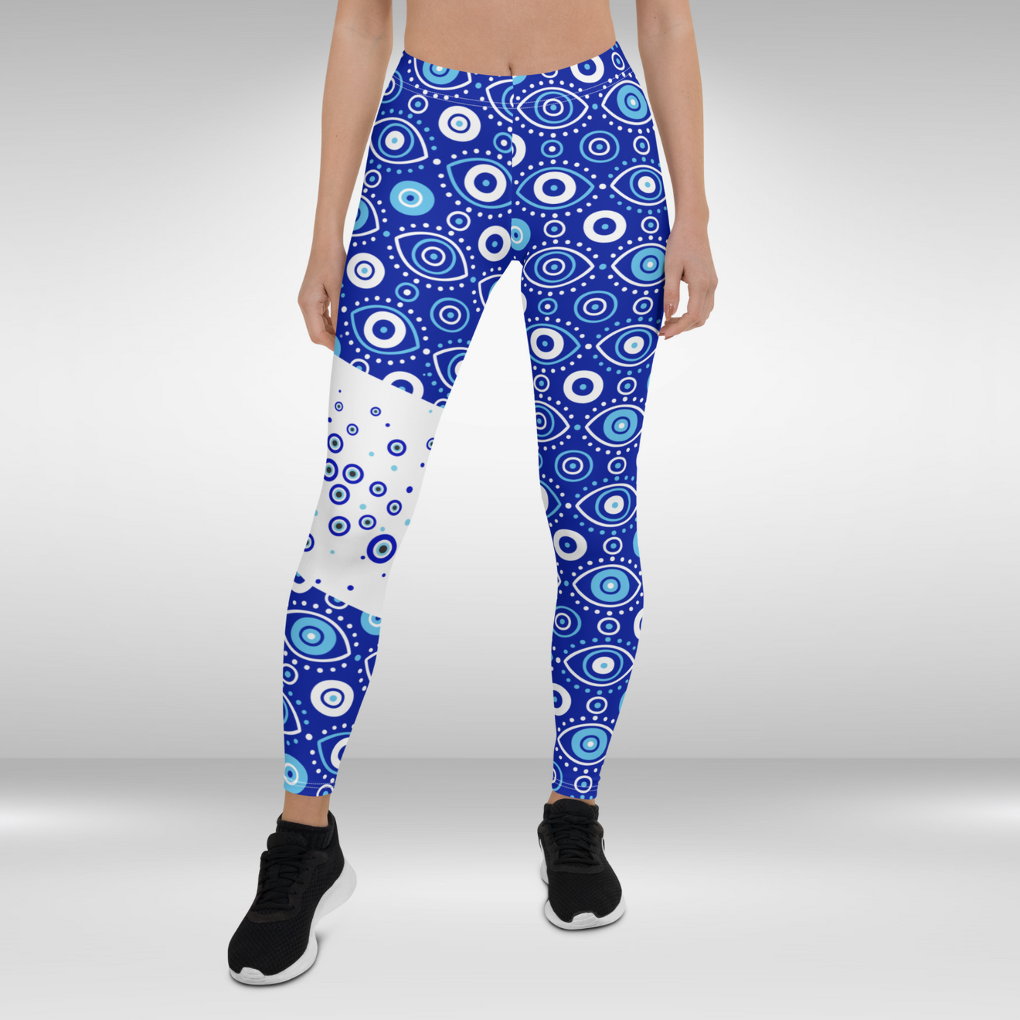 Women Gym Legging - Blue Evil Eye Print