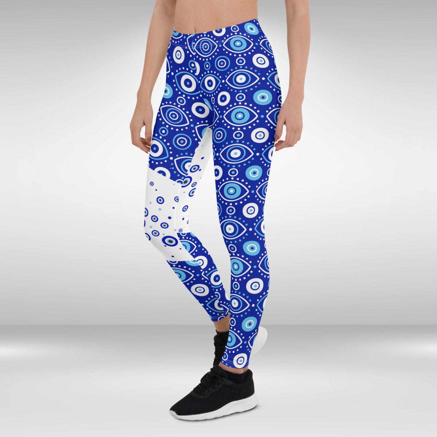 Women Gym Legging - Blue Evil Eye Print