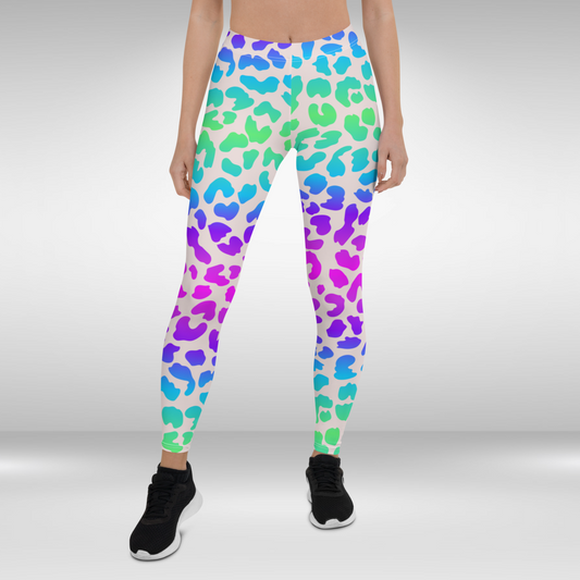 Women Gym Legging - Neon Leopard Print