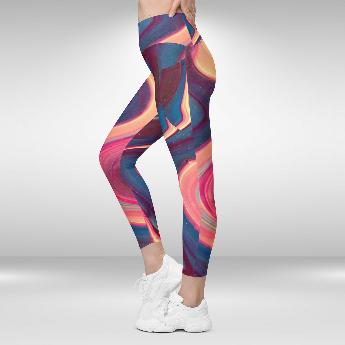 Women Legging With Pockets - Abstract Lava Print