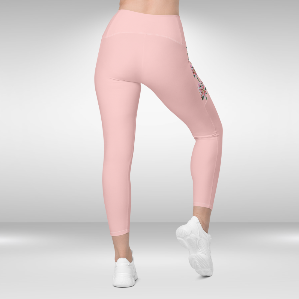 Women Legging With Pockets - Pink Lily Print