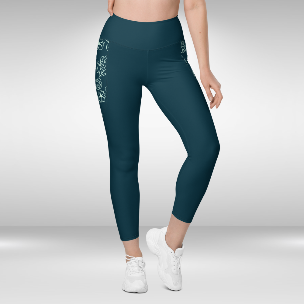 Women Legging With Pockets - Dark Sea Green