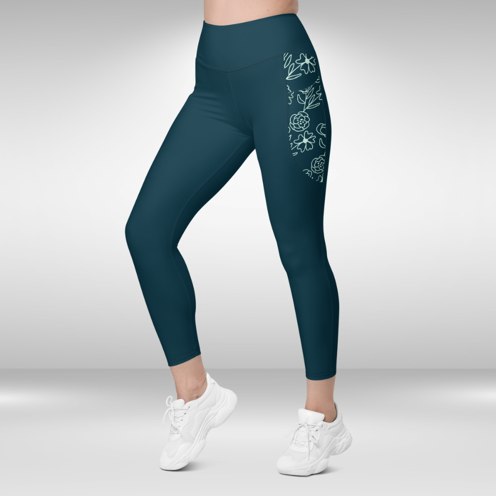 Women Legging With Pockets - Dark Sea Green