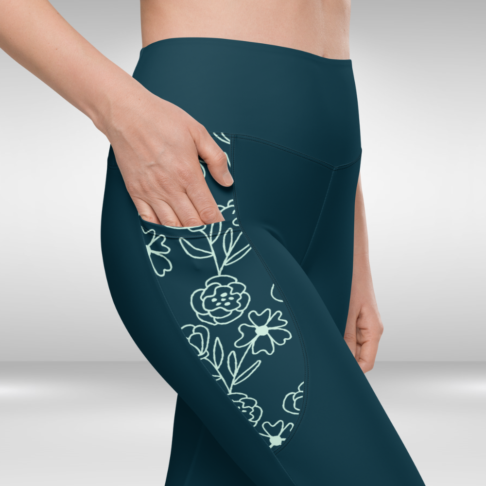 Women Legging With Pockets - Dark Sea Green