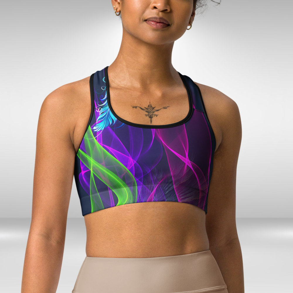 Women Sports bra - Blue Infinity Flame Print