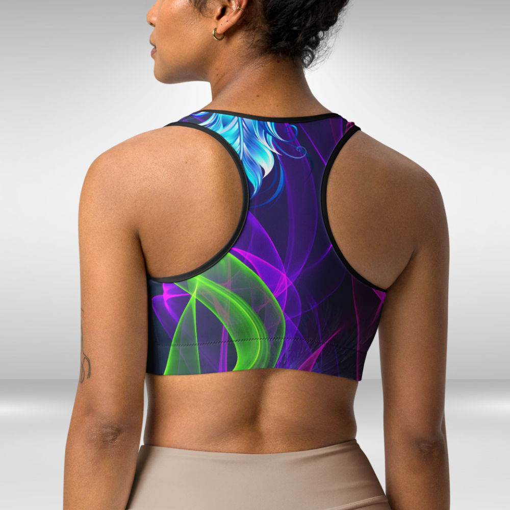 Women Sports bra - Blue Infinity Flame Print