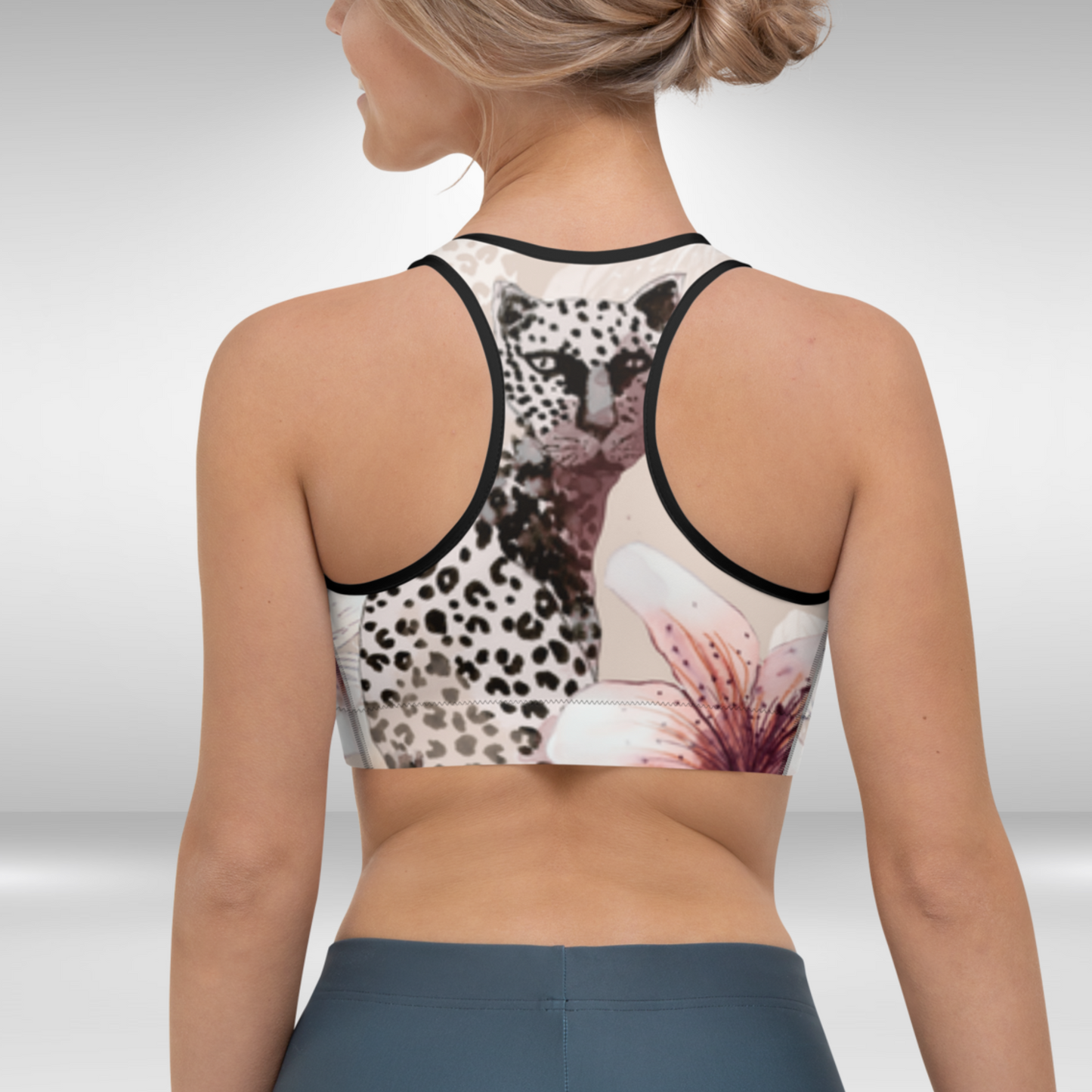 Women Sports Bra - Soft Pastel Safari Print