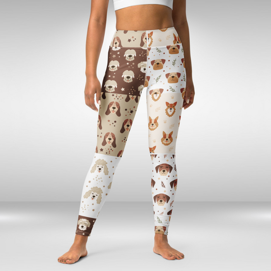Women Yoga Leggings - Pastel Dog Print