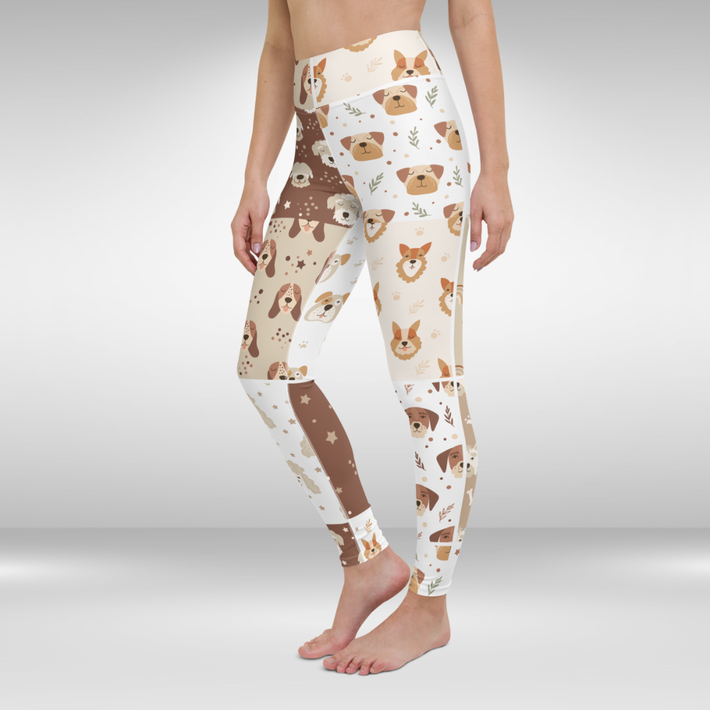 Women Yoga Leggings - Pastel Dog Print