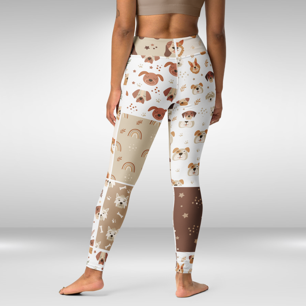 Women Yoga Leggings - Pastel Dog Print