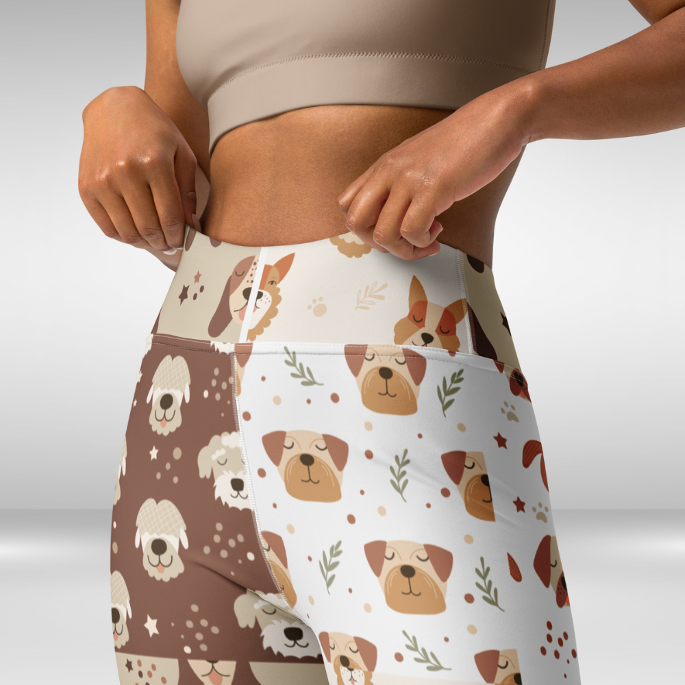 Women Yoga Leggings - Pastel Dog Print