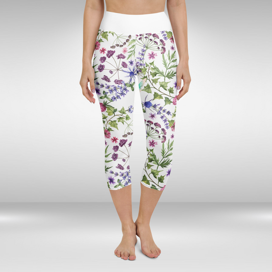 Women Capri Legging - Botanical Floral Print