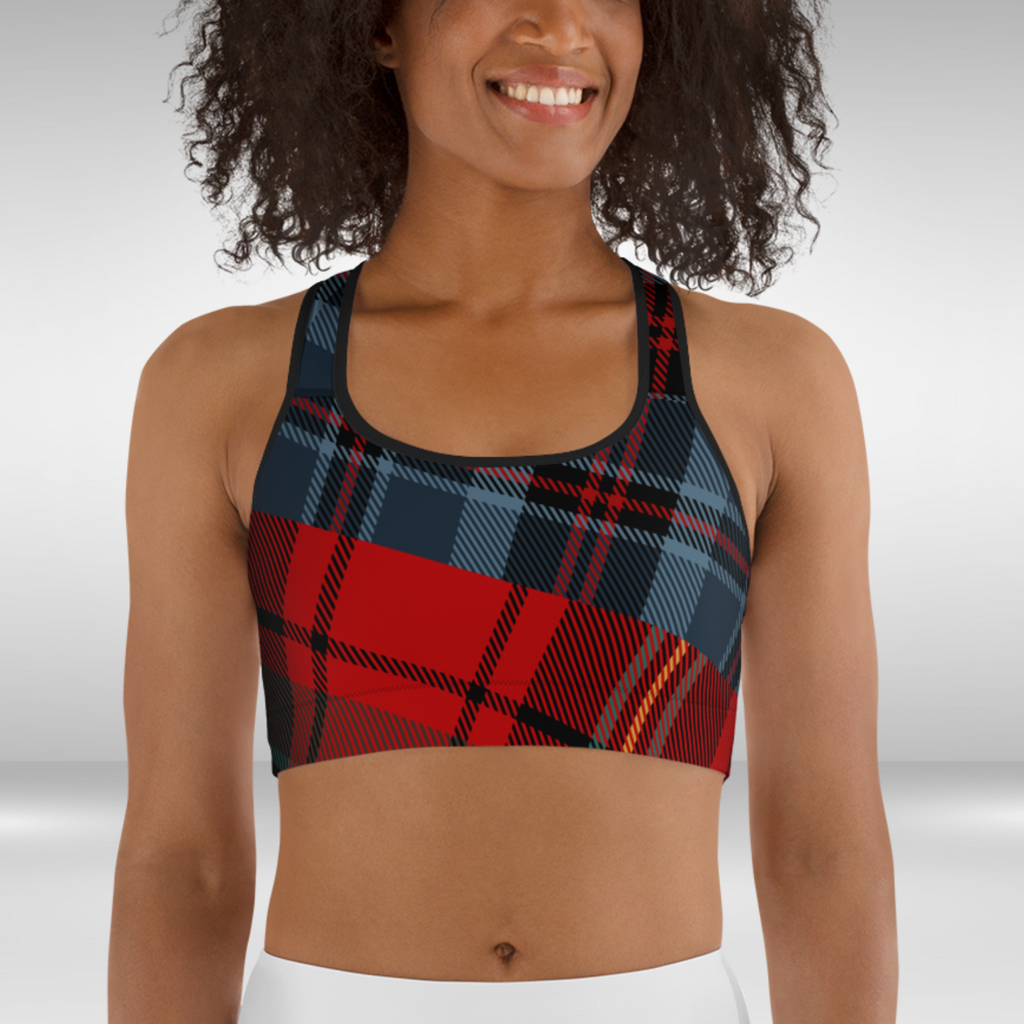 Women Sports Bra - Checkmate Frenzy Print
