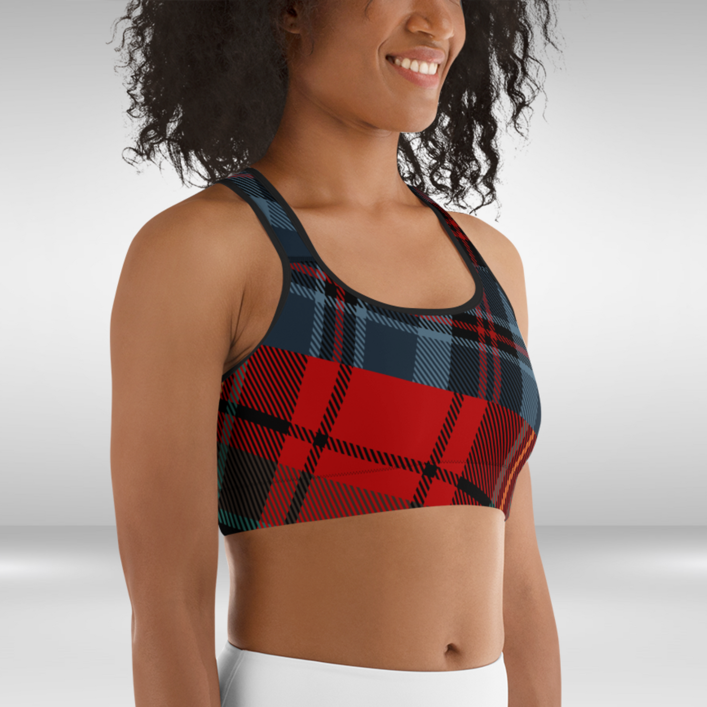 Women Sports Bra - Checkmate Frenzy Print