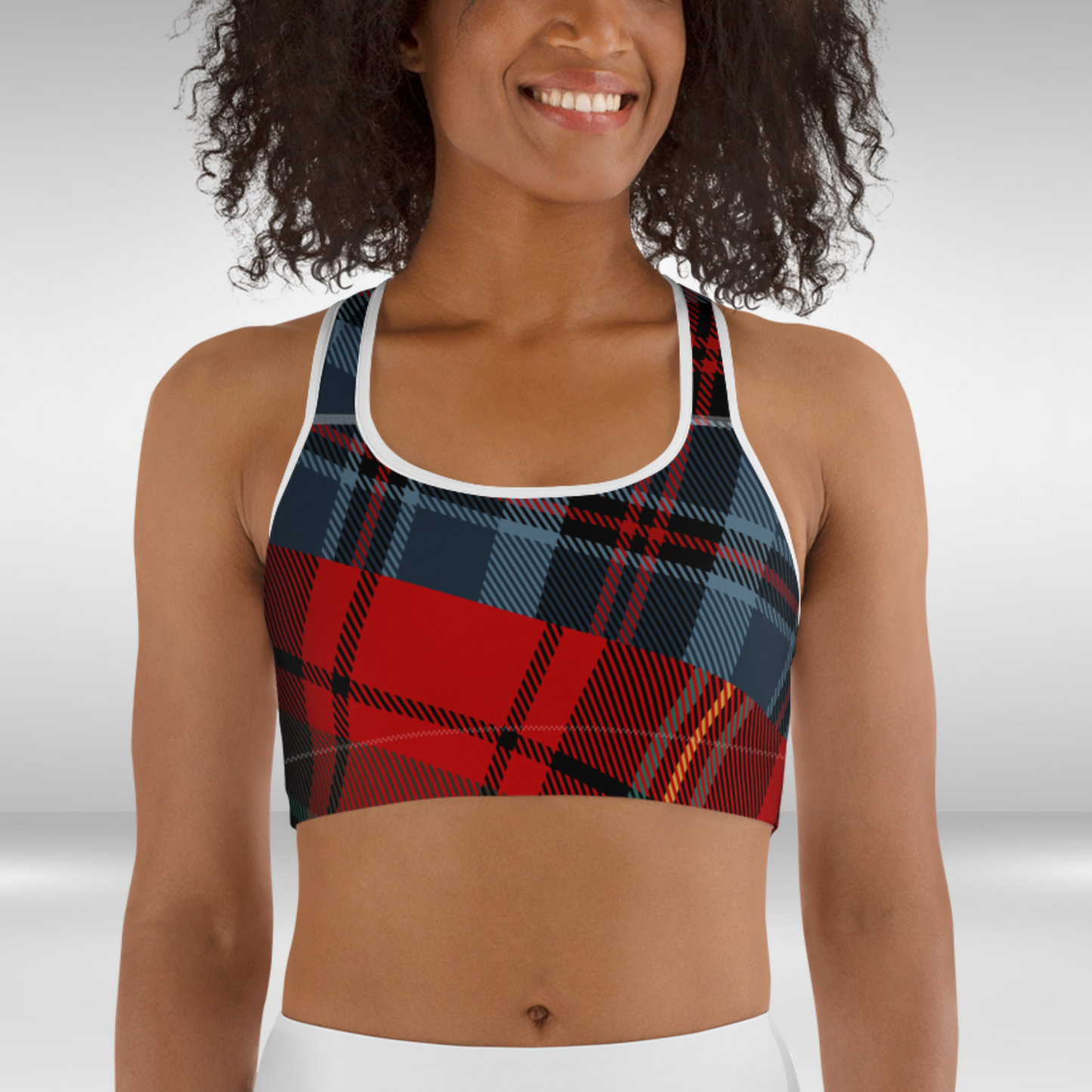 Women Sports Bra - Checkmate Frenzy Print