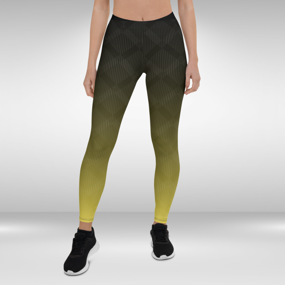 Women Gym Legging - Grey Green Abstract Print
