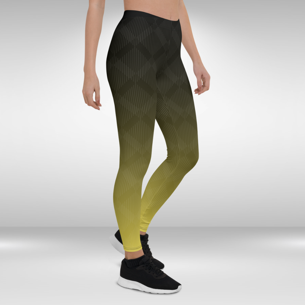 Women Gym Legging - Grey Green Abstract Print