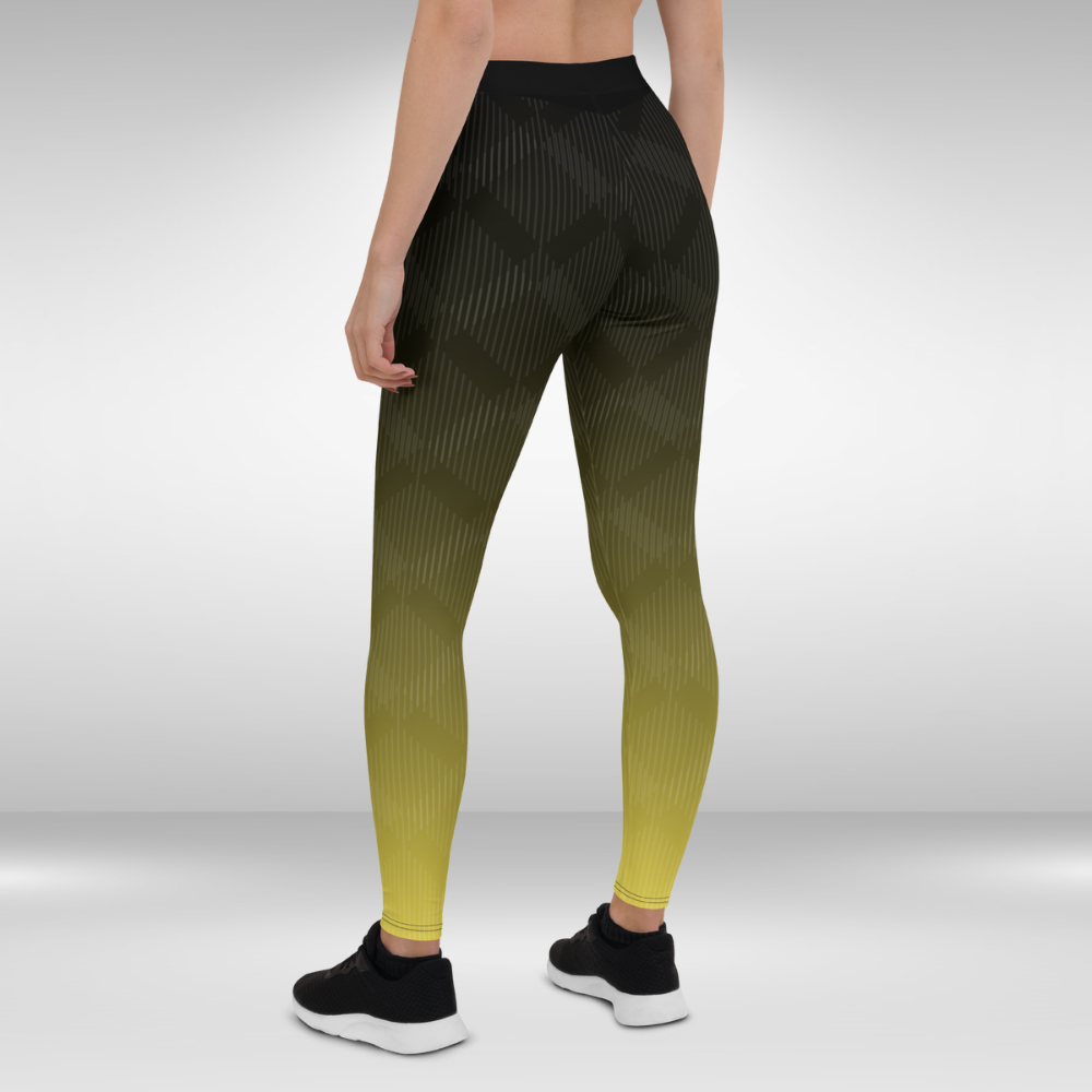 Women Gym Legging - Grey Green Abstract Print