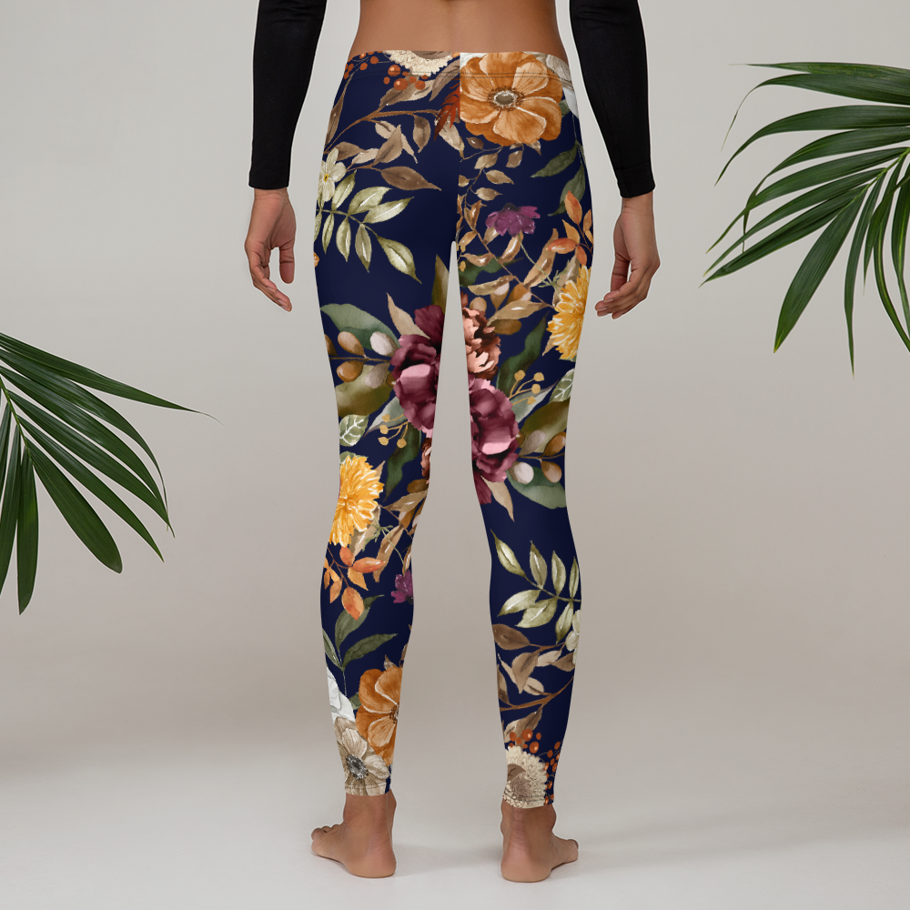 Women Gym Legging - Autumn Dry Flower Print