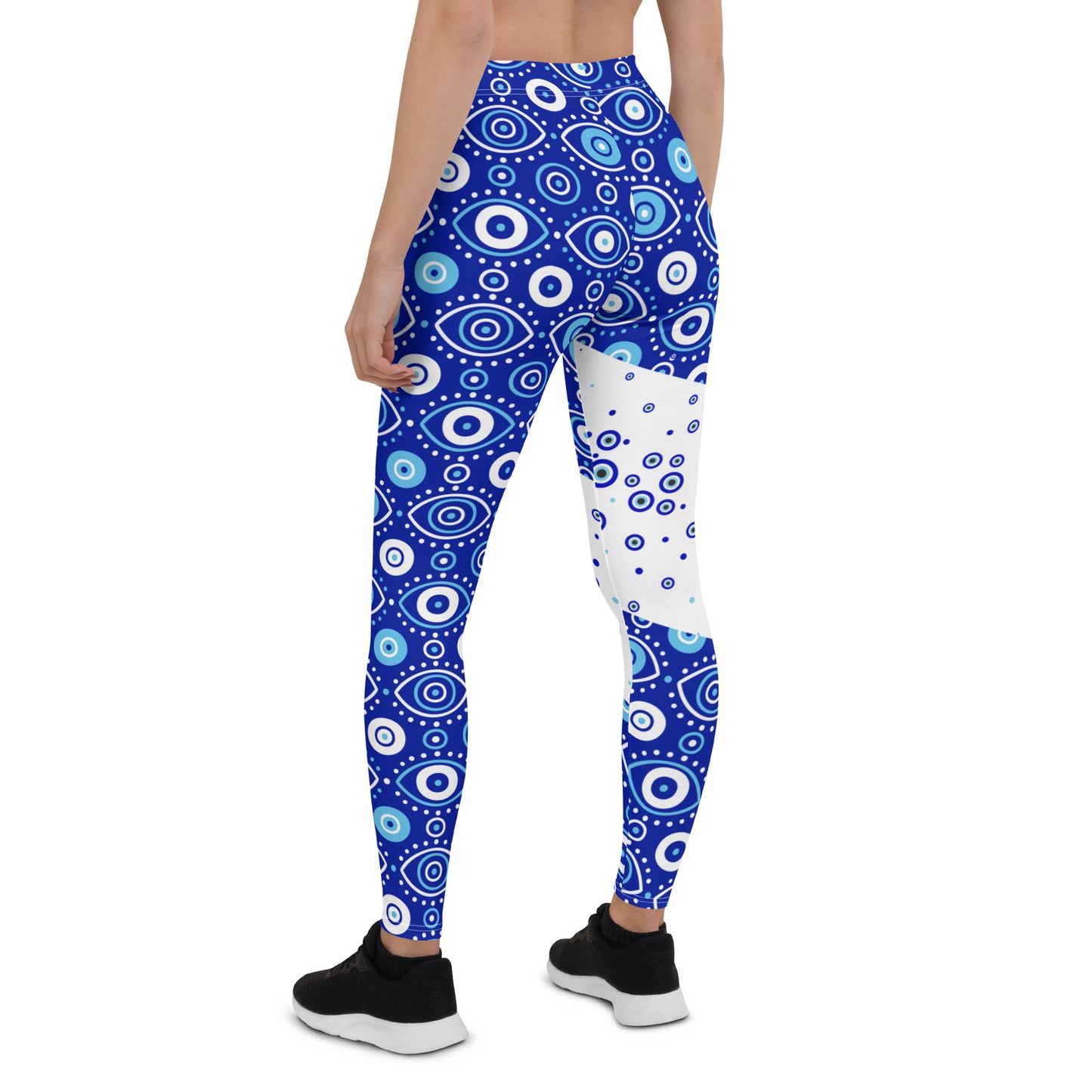 Women Gym Legging - Blue Evil Eye Print