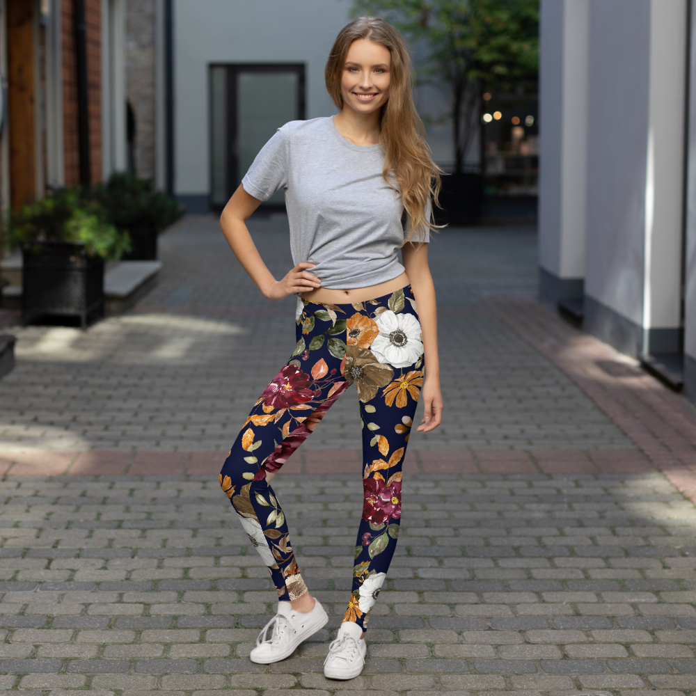 Women Gym Legging - Autumn Dry Flower Print