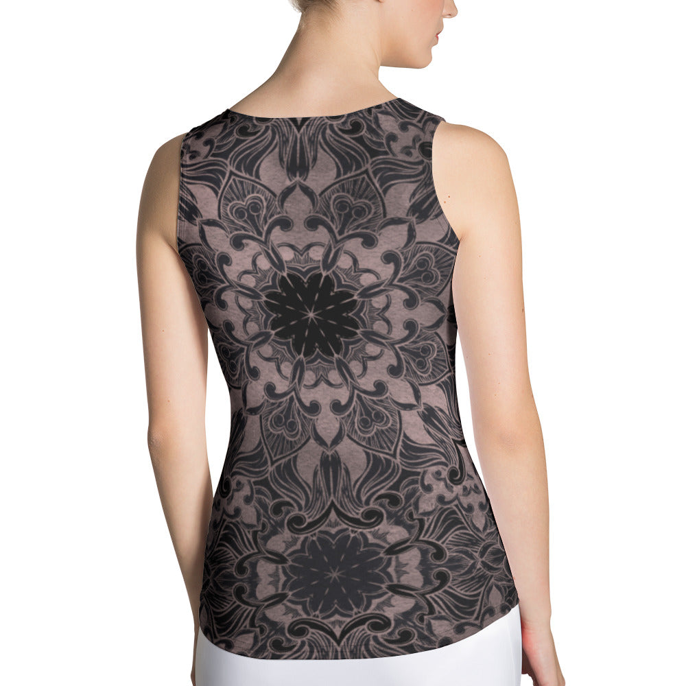 Women Tank Top - Black Mandala Print