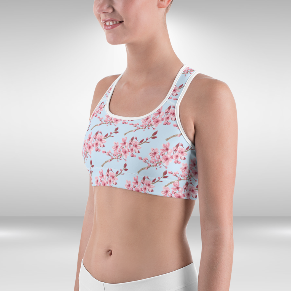 Women Sports Bra - Cherry Blossom Print