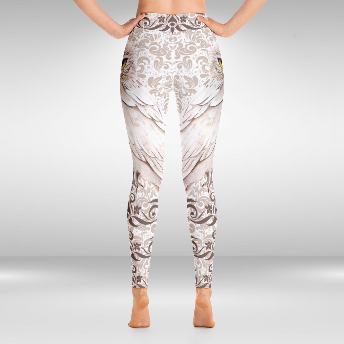 Women Yoga Legging - White Owl Print