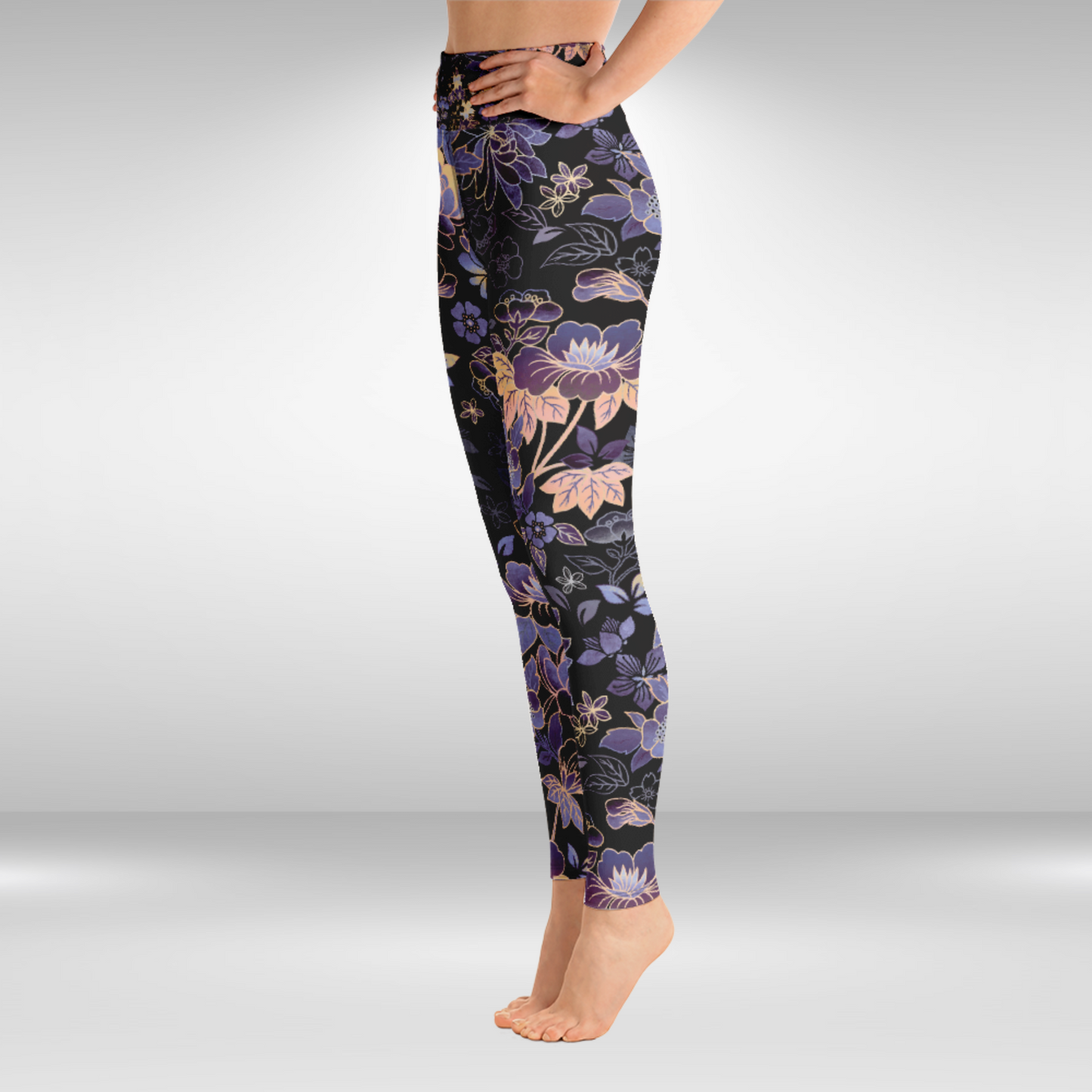 Women Yoga Legging - Purple Floral Print