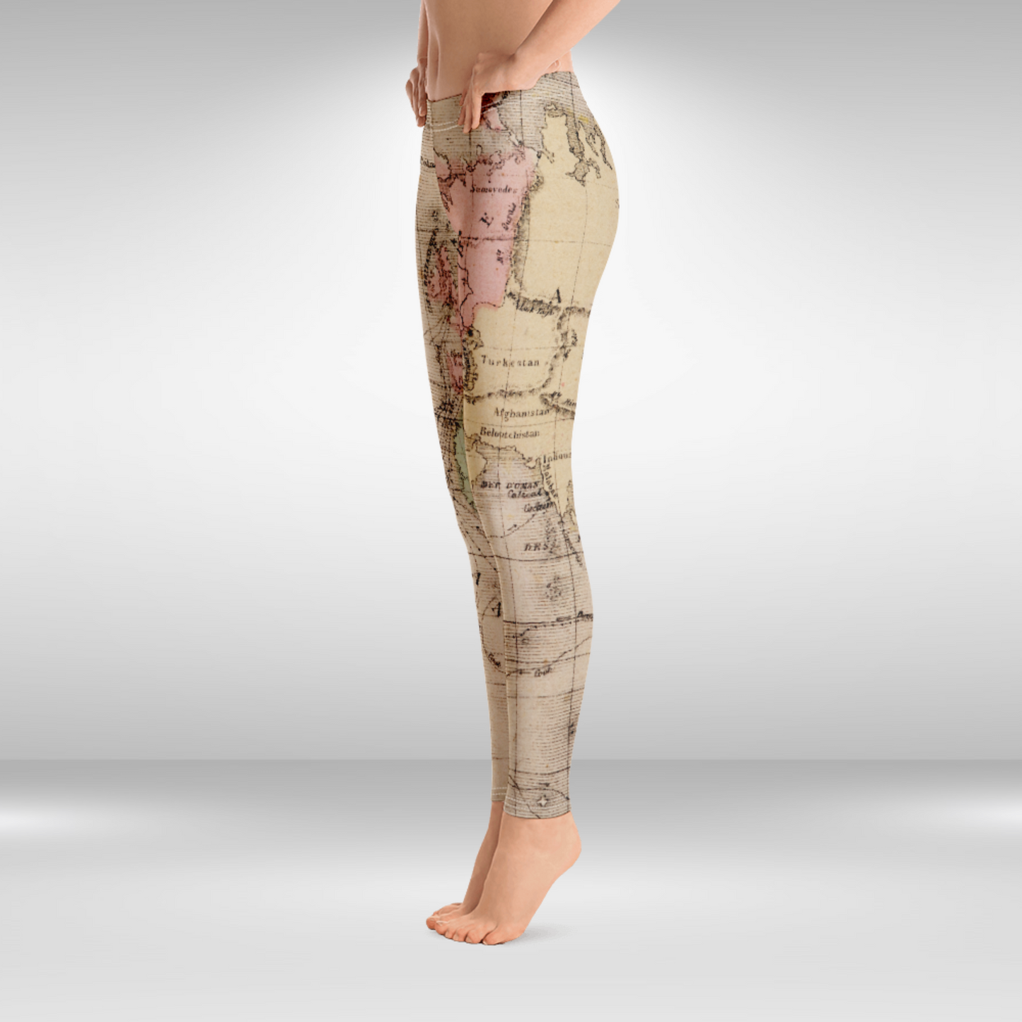 World Map Print Gym Leggings