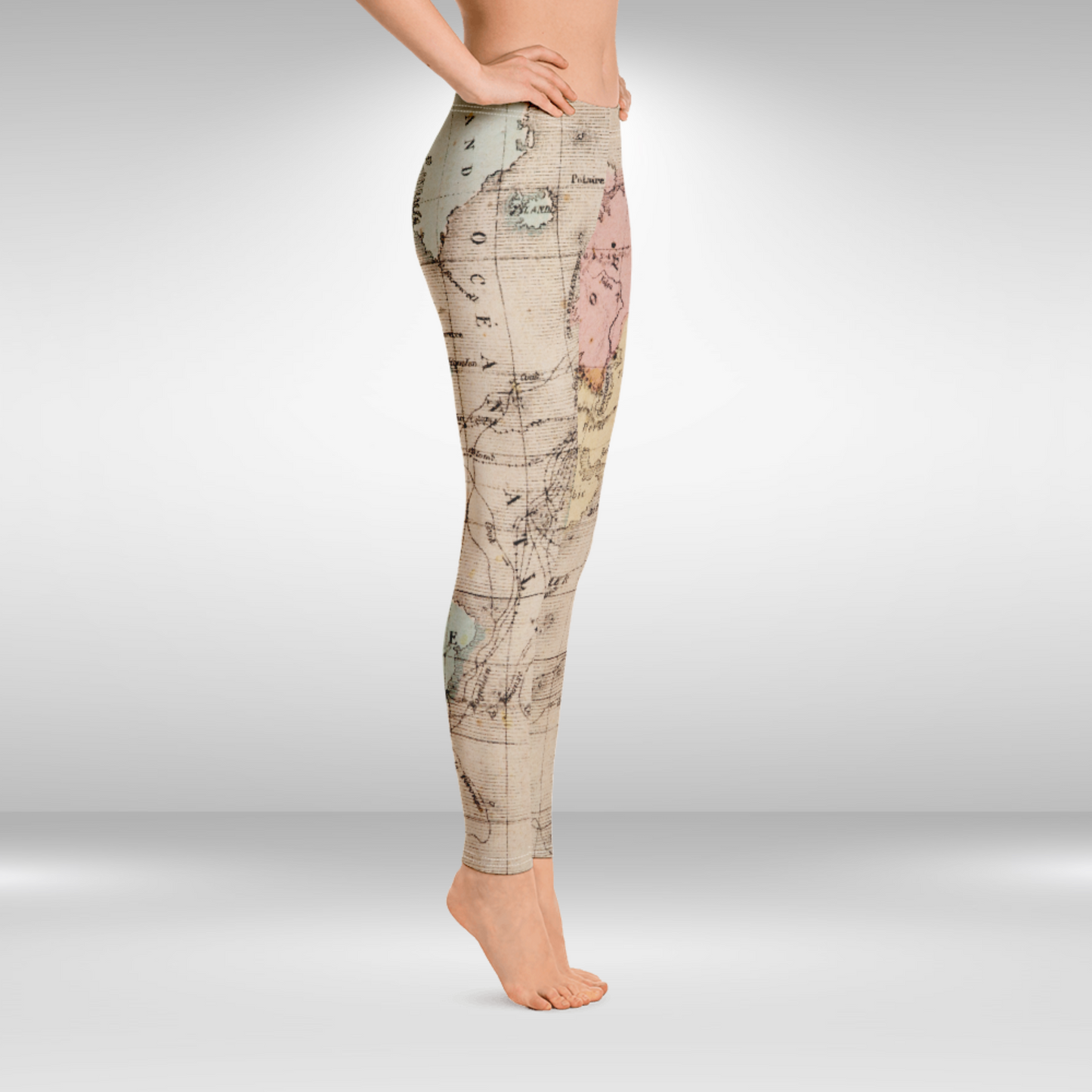 World Map Print Gym Leggings