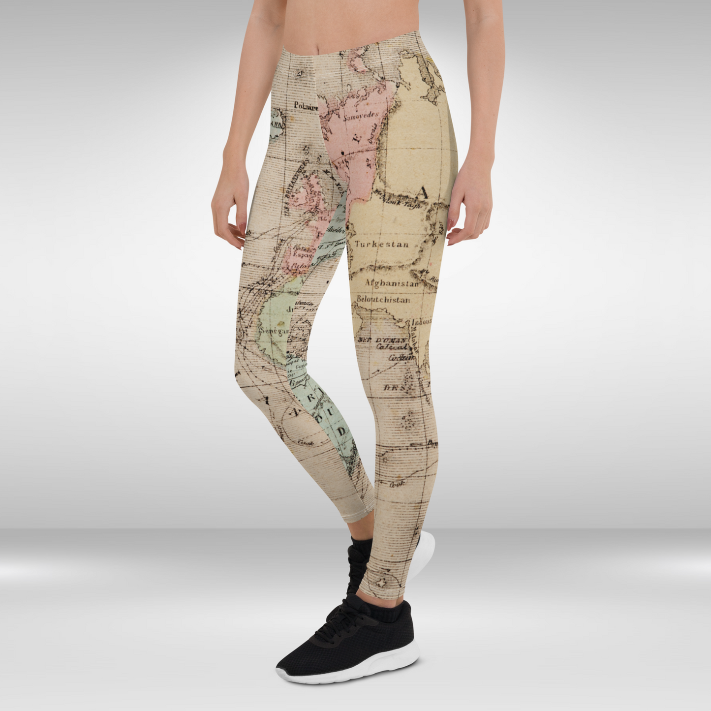 World Map Print Gym Leggings
