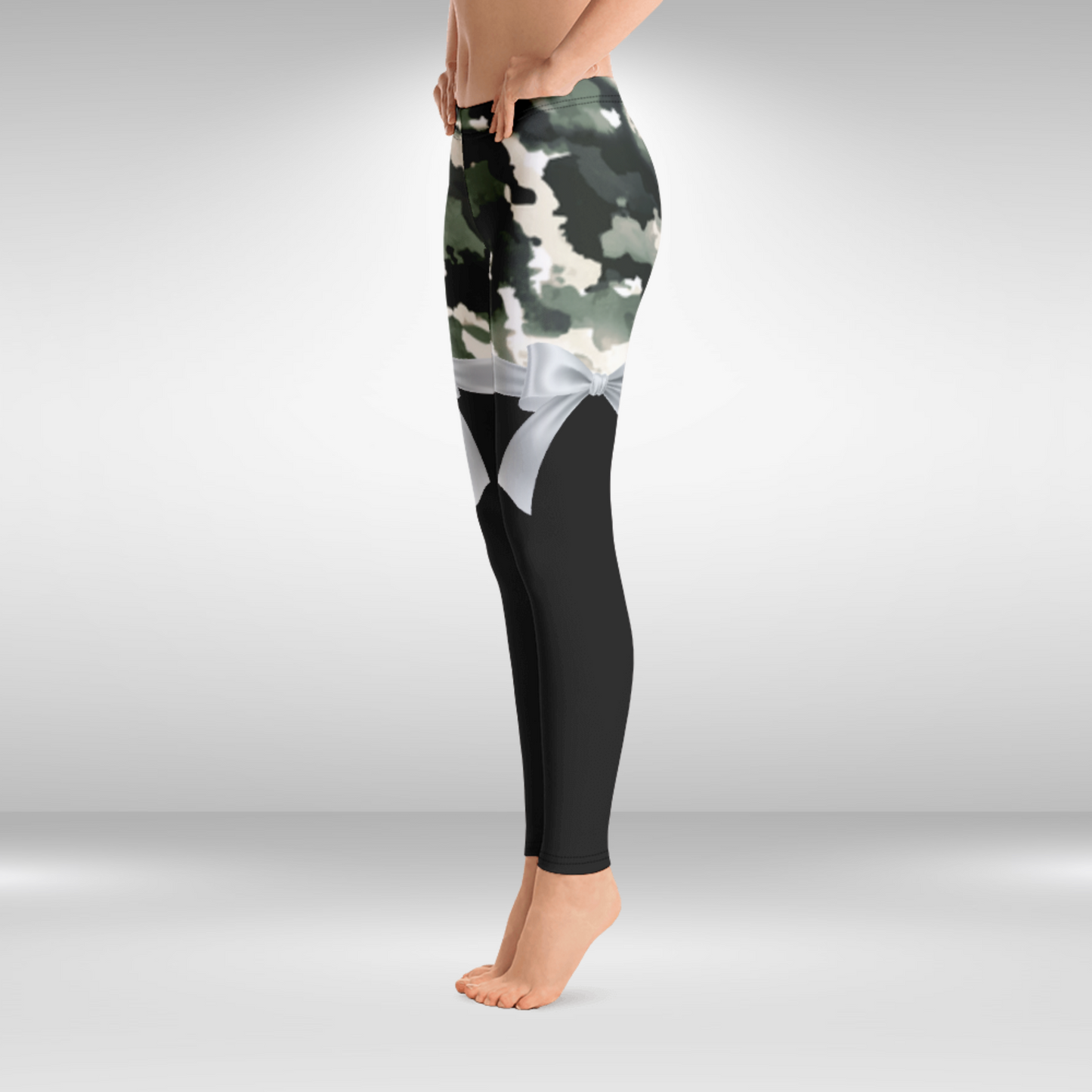 Women Gym Legging - Black Camouflage Print