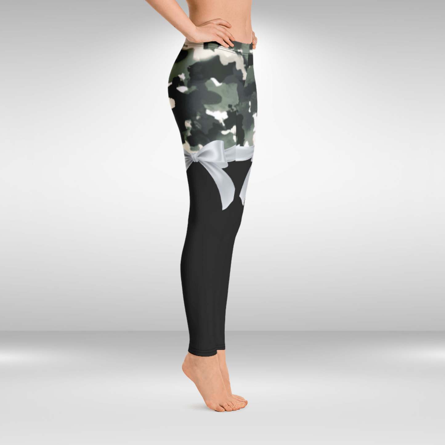 Women Gym Legging - Black Camouflage Print