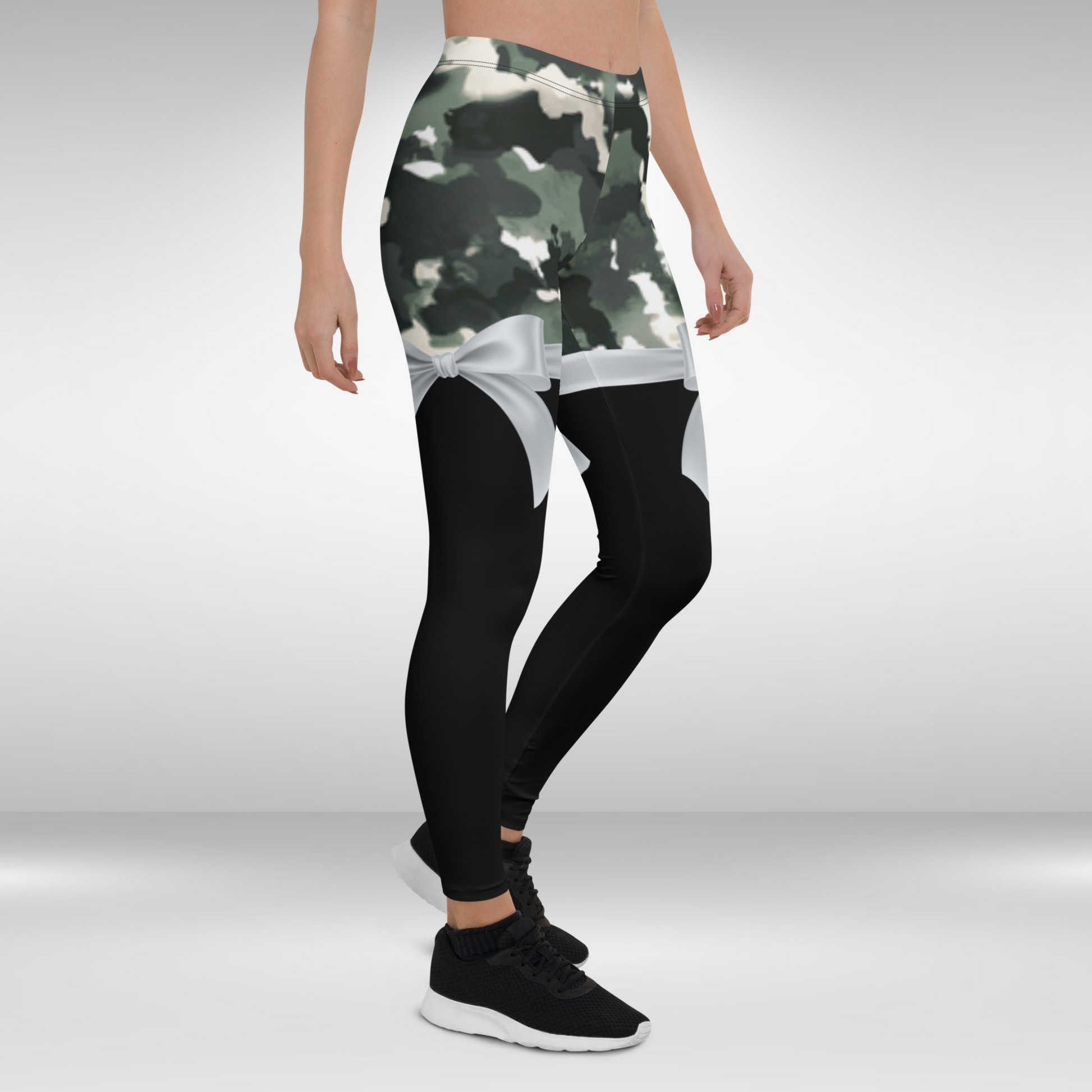 Women Gym Legging - Black Camouflage Print