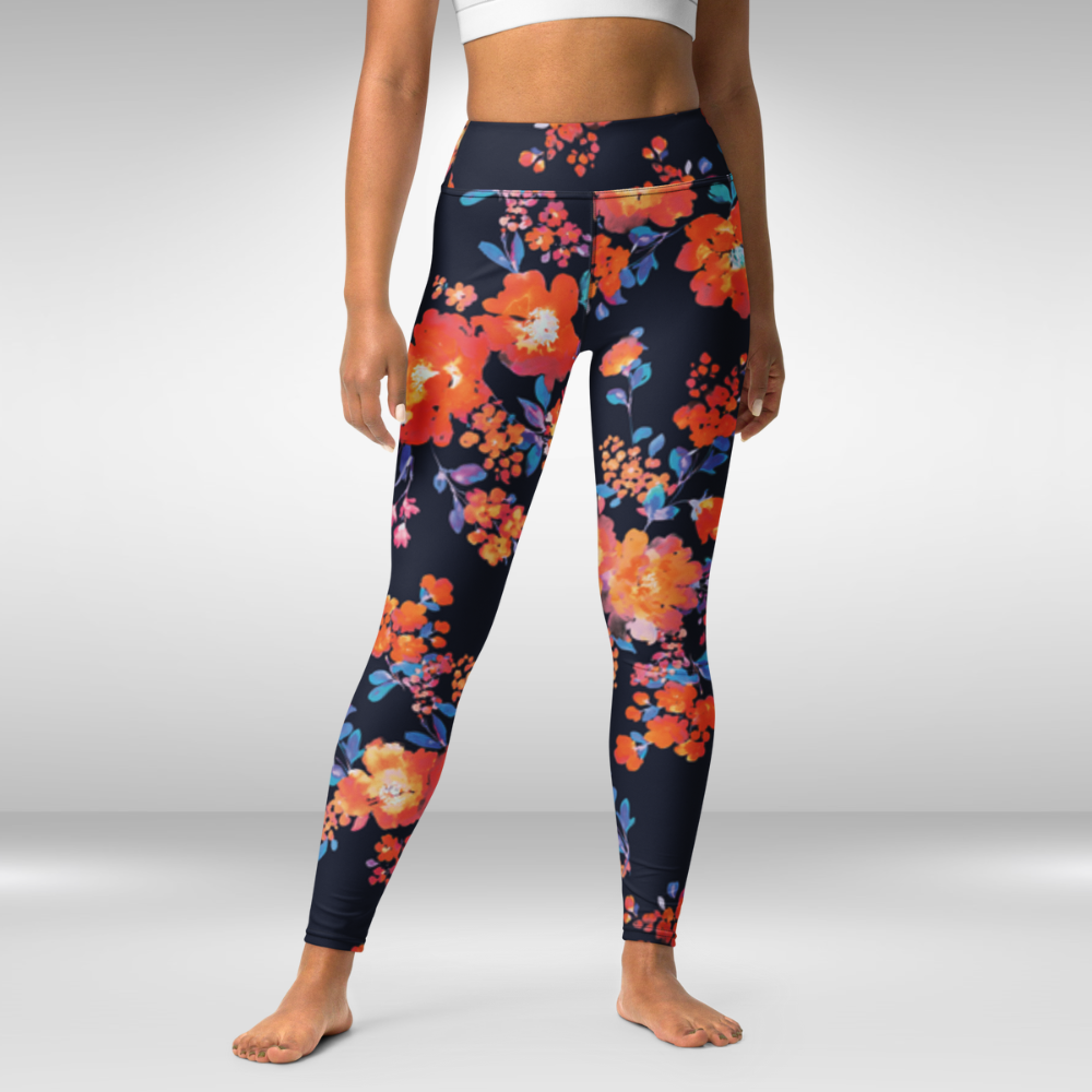 Women Yoga Legging - Fall Blossom Print