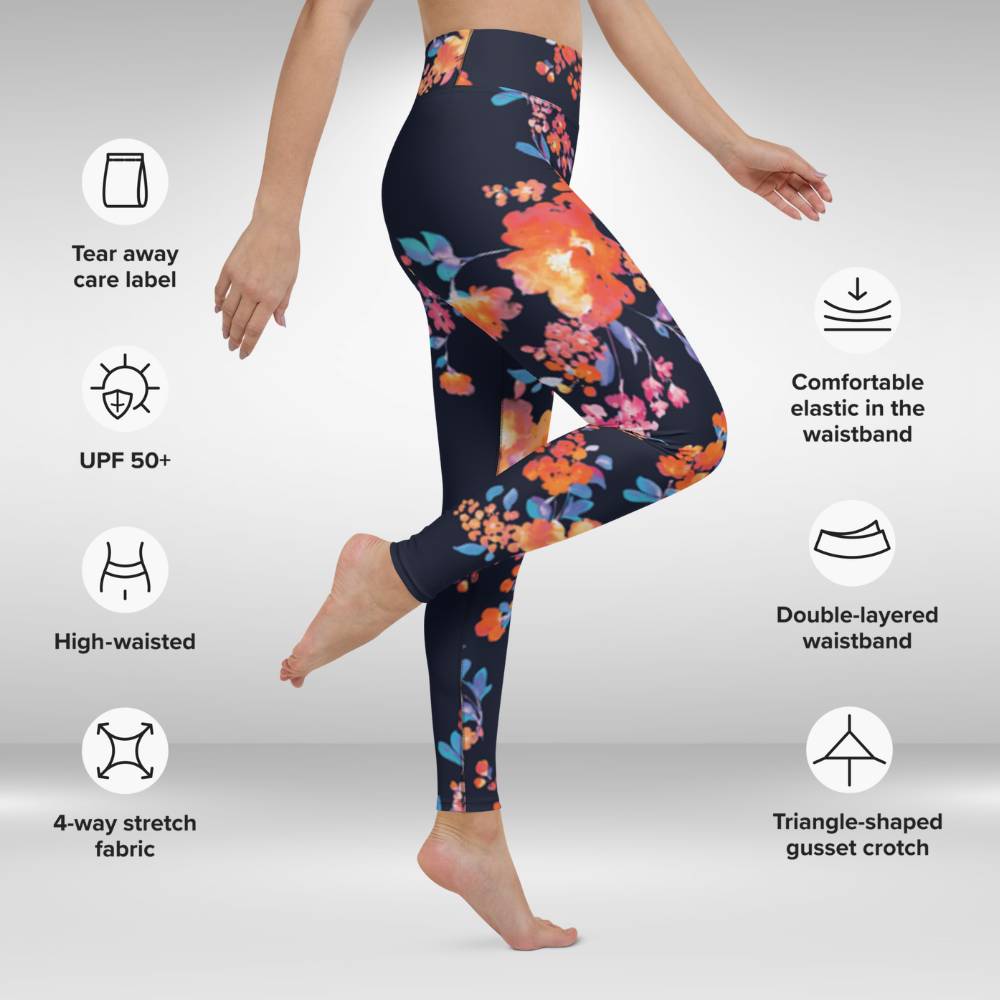 Women Yoga Legging - Fall Blossom Print