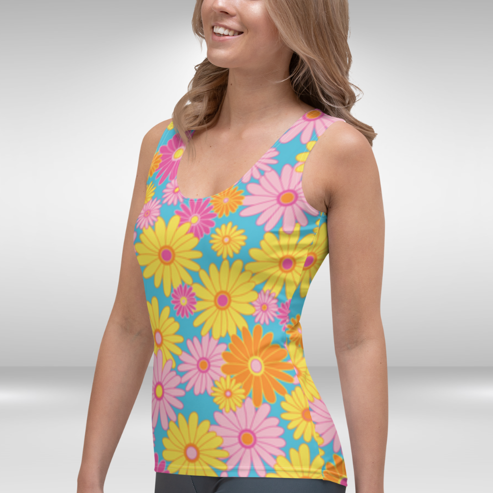 Women Tank Top - Bright Floral Print