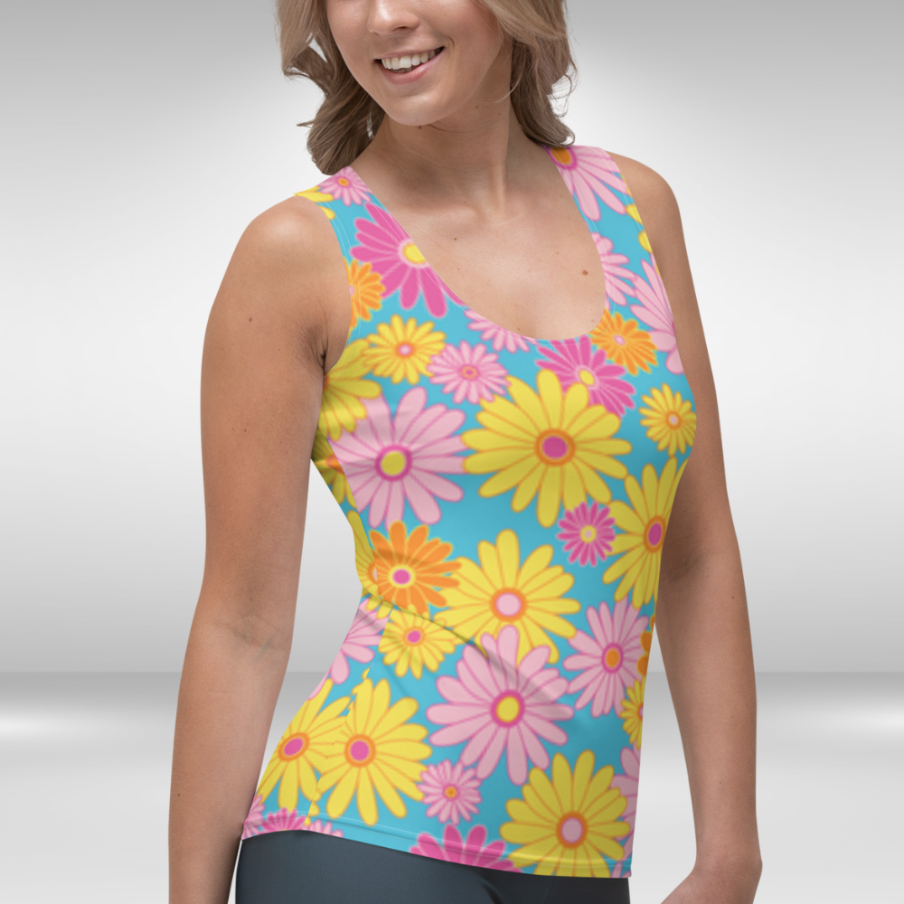Women Tank Top - Bright Floral Print