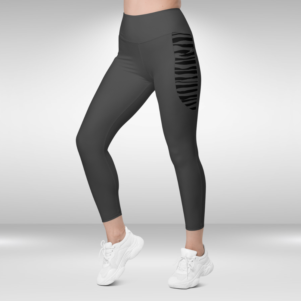 Women Legging With Pockets - Charcoal - Plus Sizes Available