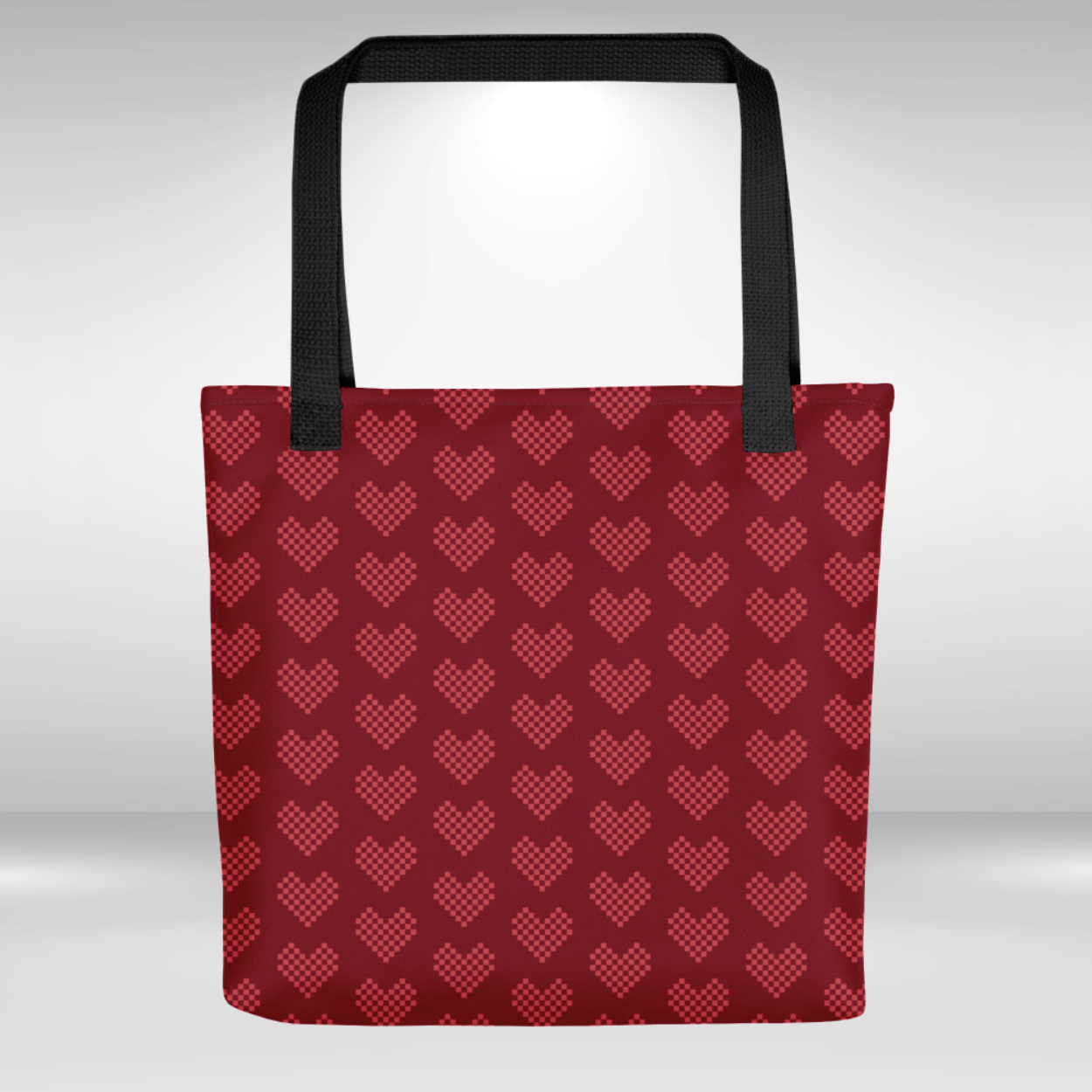 Shopping Tote Bag - Red Hearts Print