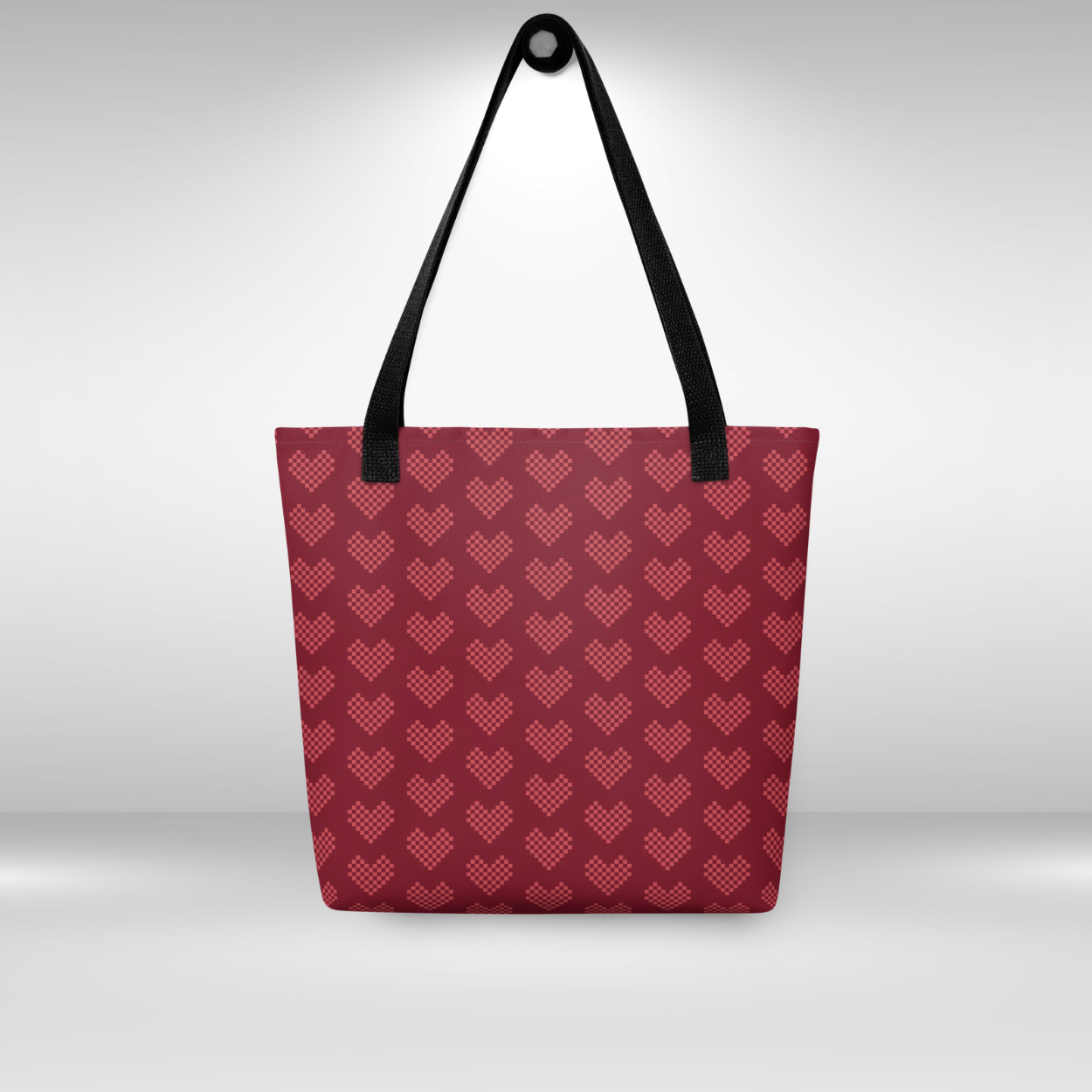 Shopping Tote Bag - Red Hearts Print