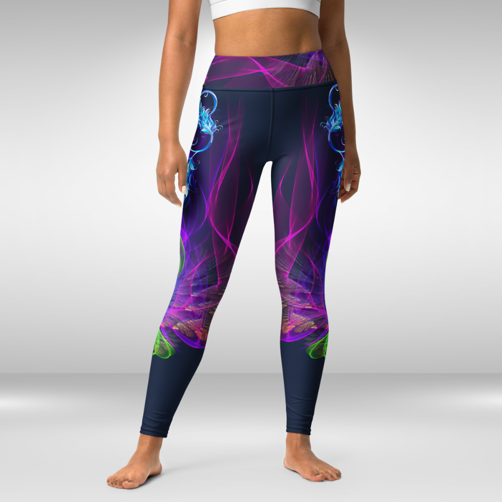 Women Yoga Legging - Blue Infinity Flame Print