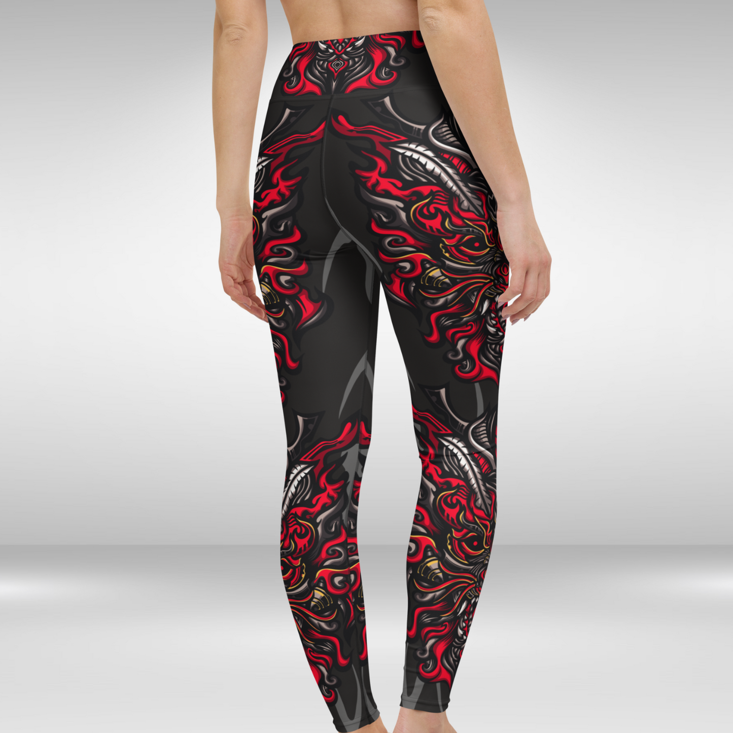 Women Yoga Legging - Halloween Fierce Dragon Face Print