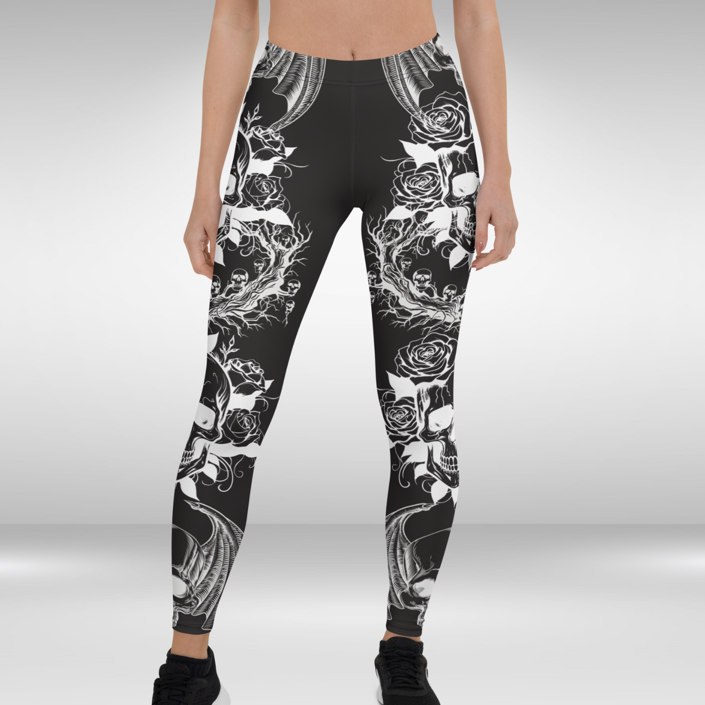 Women Gym Legging - Halloween Skull Nest Print