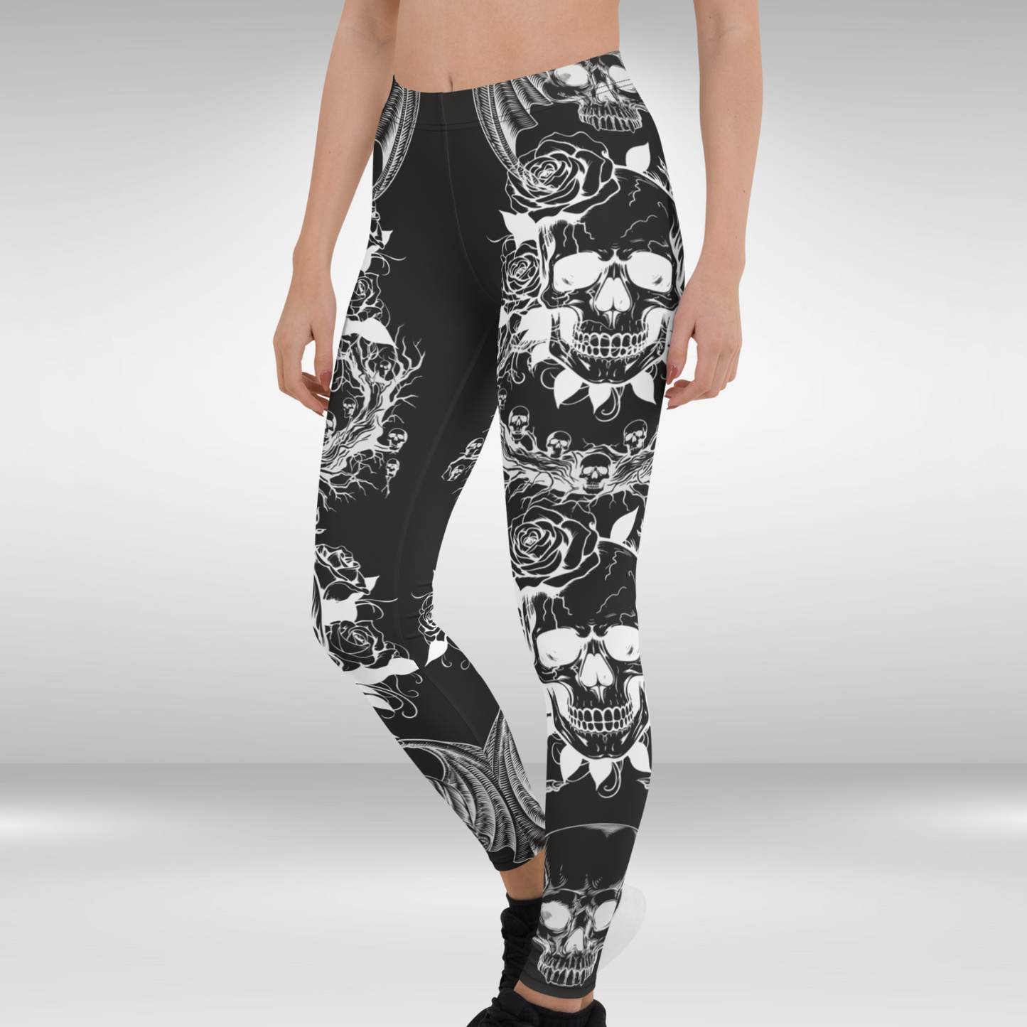 Women Gym Legging - Halloween Skull Nest Print