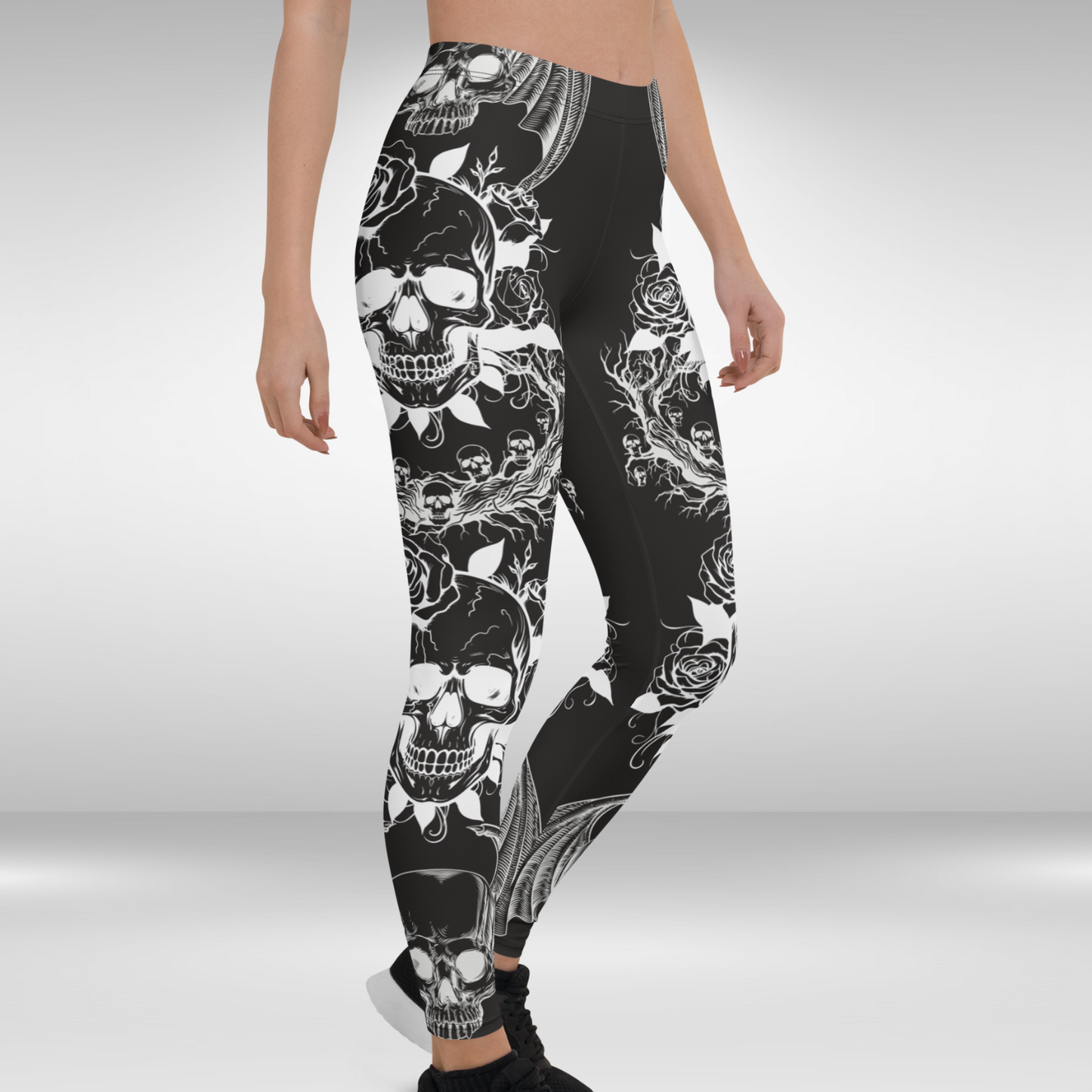 Women Gym Legging - Halloween Skull Nest Print