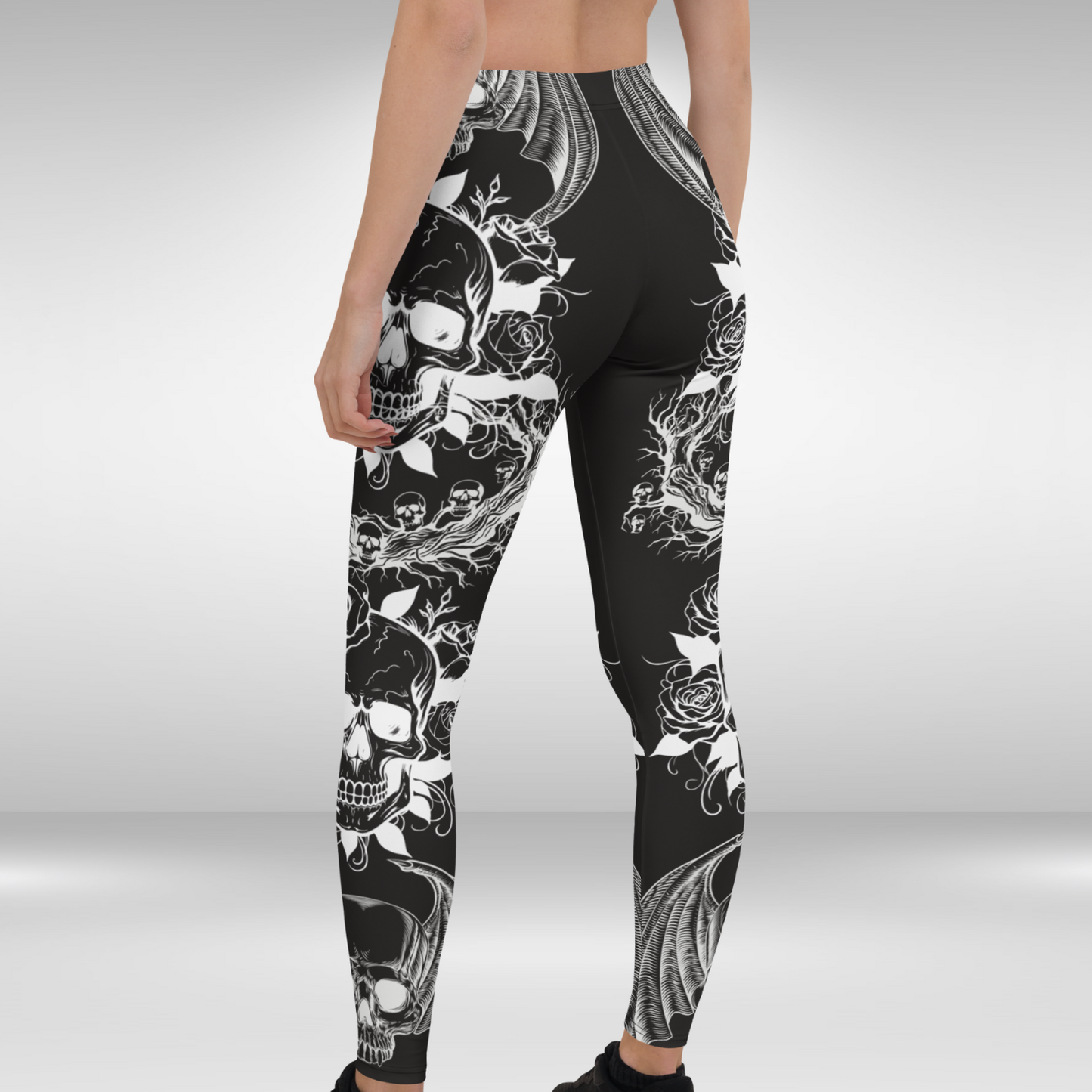 Women Gym Legging - Halloween Skull Nest Print