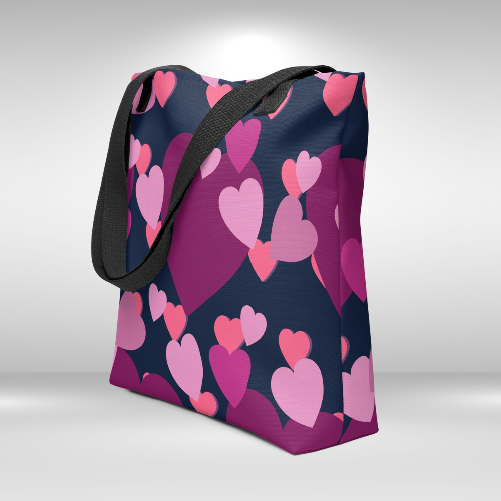 Shopping Tote Bag - Cute Hearts Print